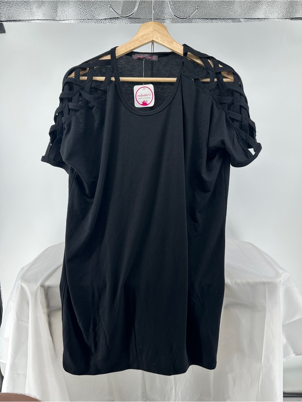 Sheila Rose Black Crisscross Short Sleeve NWT